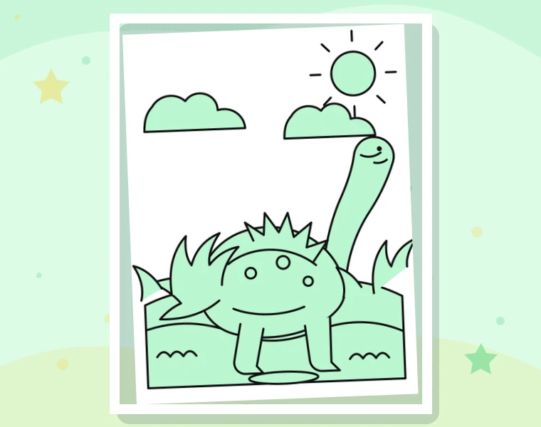 Pastelová omaľovánka s dinosaurom