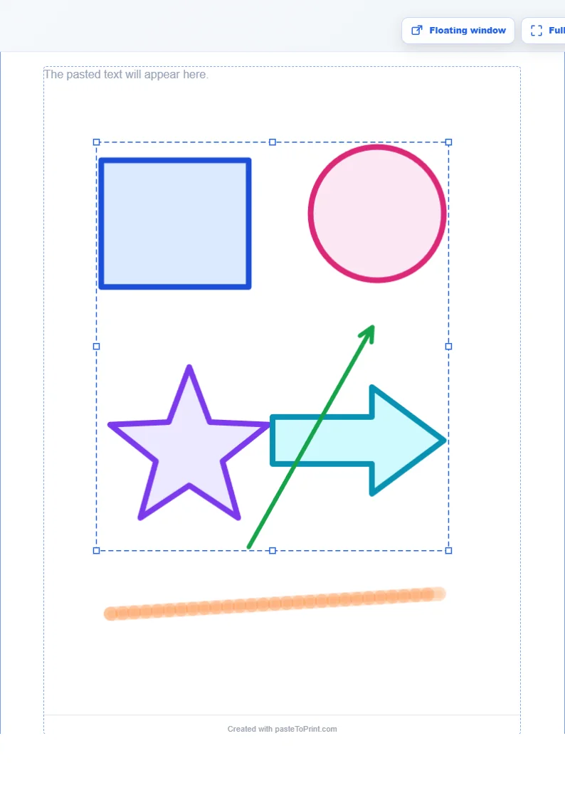Selected drawing objects ready to move and resize